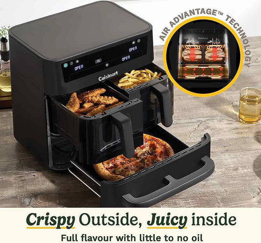 Inside the Cuisinart Tri Zone 13.6L Air Fryer Oven showing cooking capacity