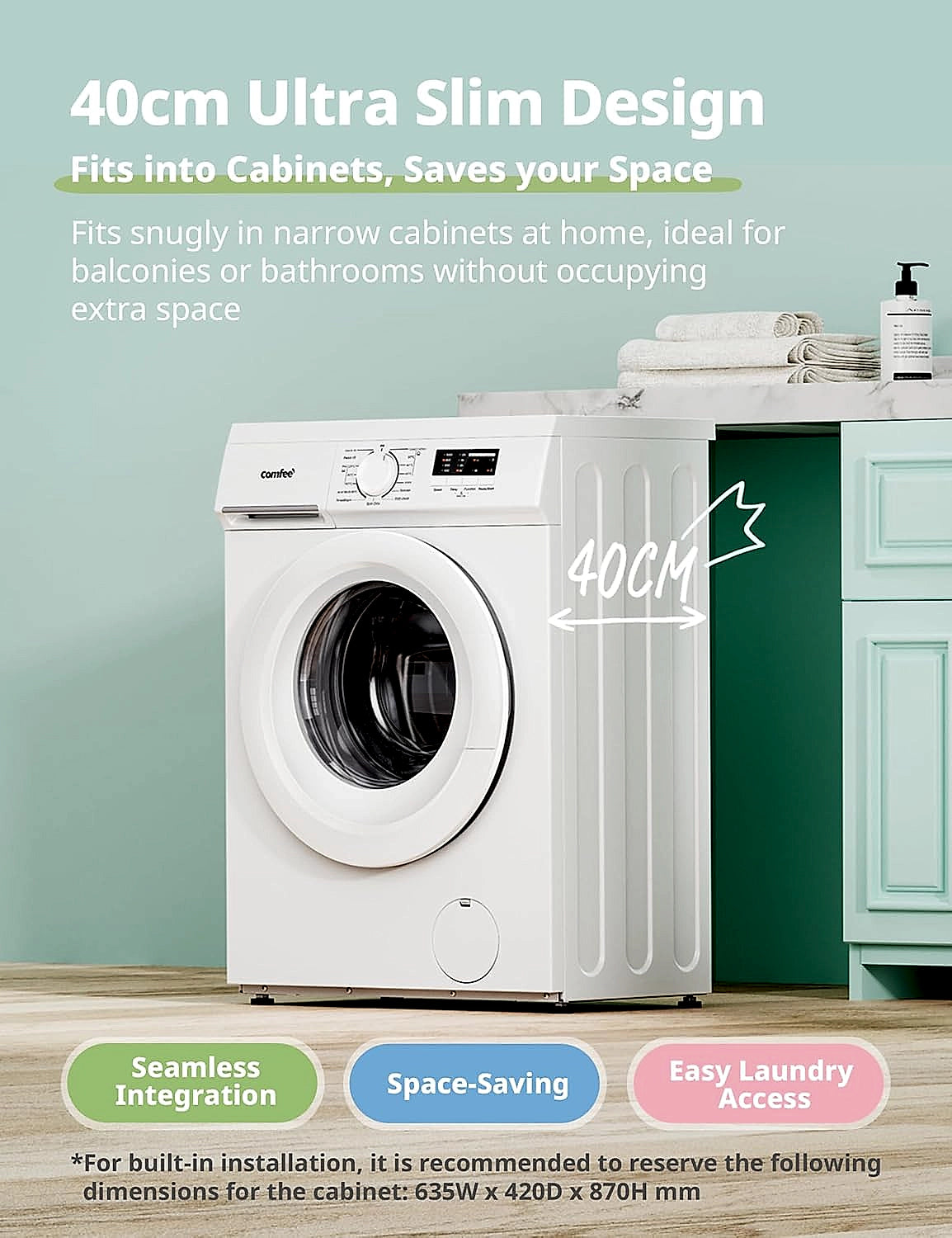 COMFEE CFE10EW60 6kg washing machine in white front view
