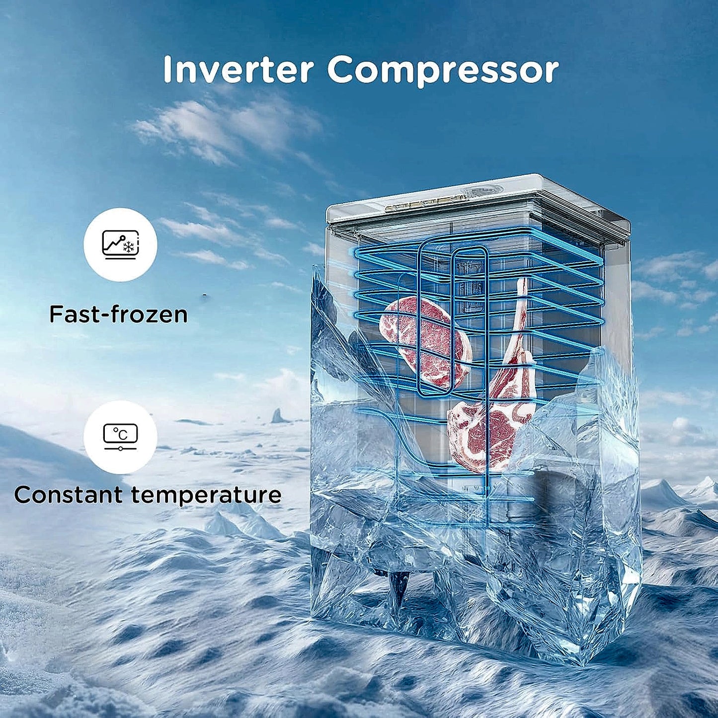 COMFEE RCC102BL2UK 99L chest freezer front view
