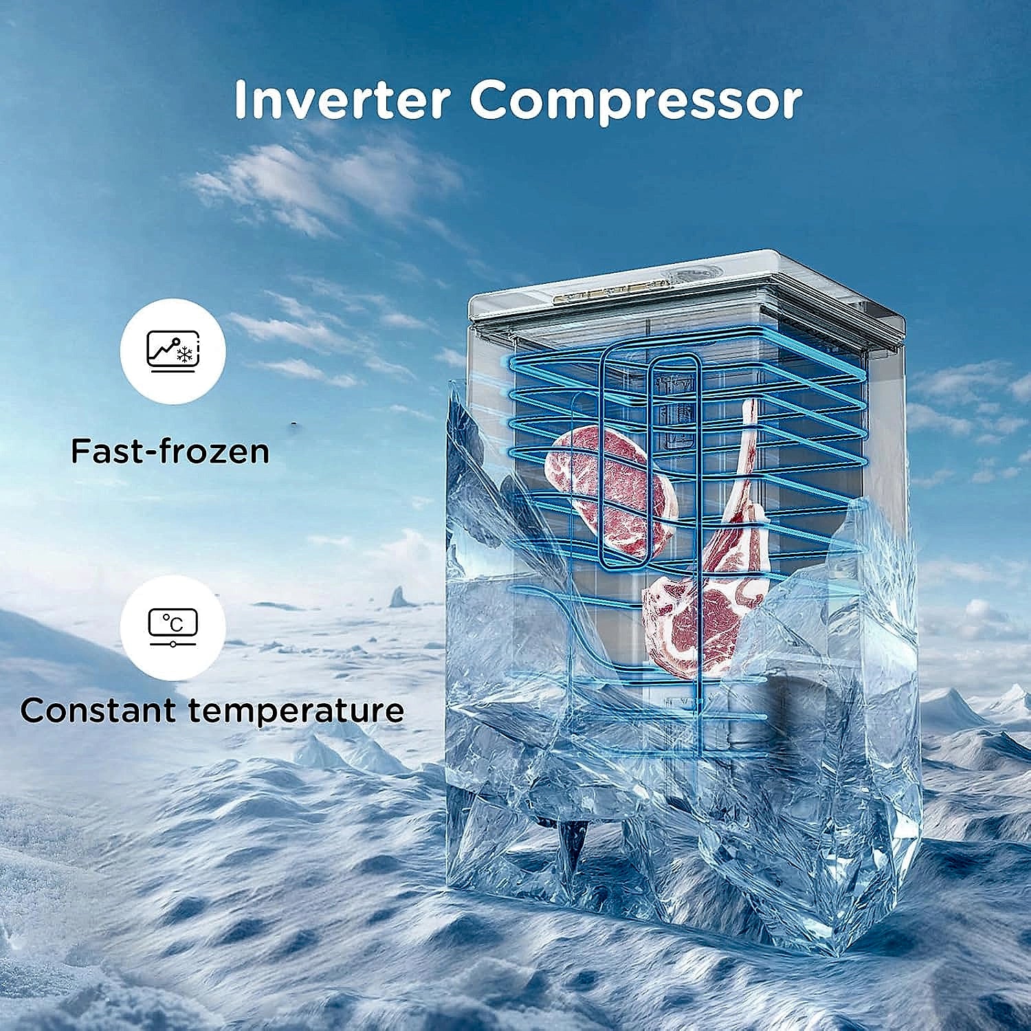 COMFEE RCC102BL2UK 99L chest freezer front view