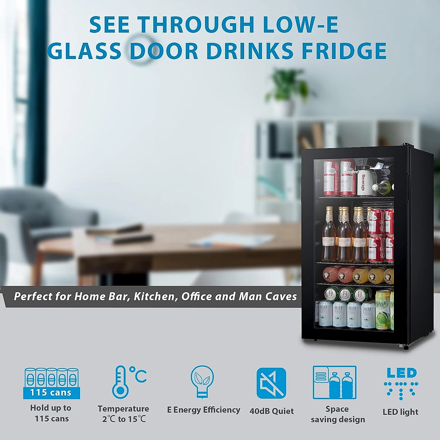 COMFEE RCZ99BG2 under counter drinks fridge front view