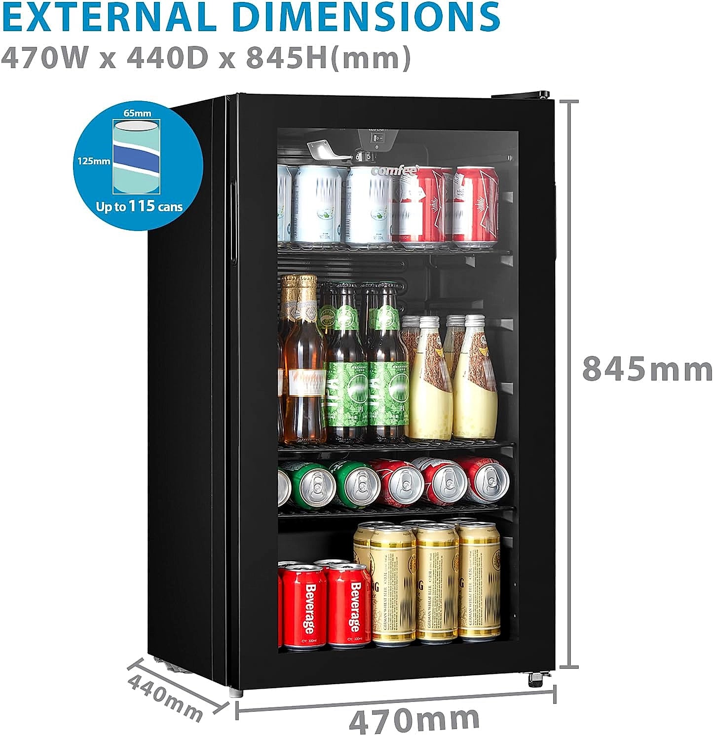 COMFEE under counter drinks fridge installed in a modern kitchen