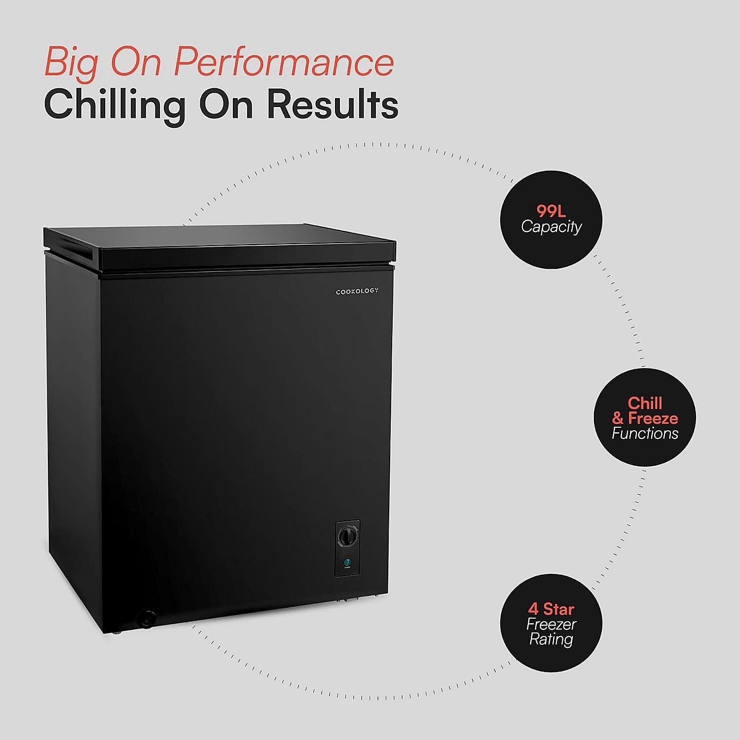 Top view of the Cookology CCFZ99BK chest freezer open