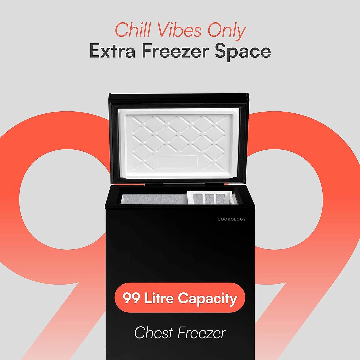 Cookology CCFZ99BK freestanding chest freezer front profile