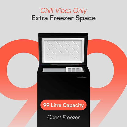 Cookology CCFZ99BK freestanding chest freezer front profile