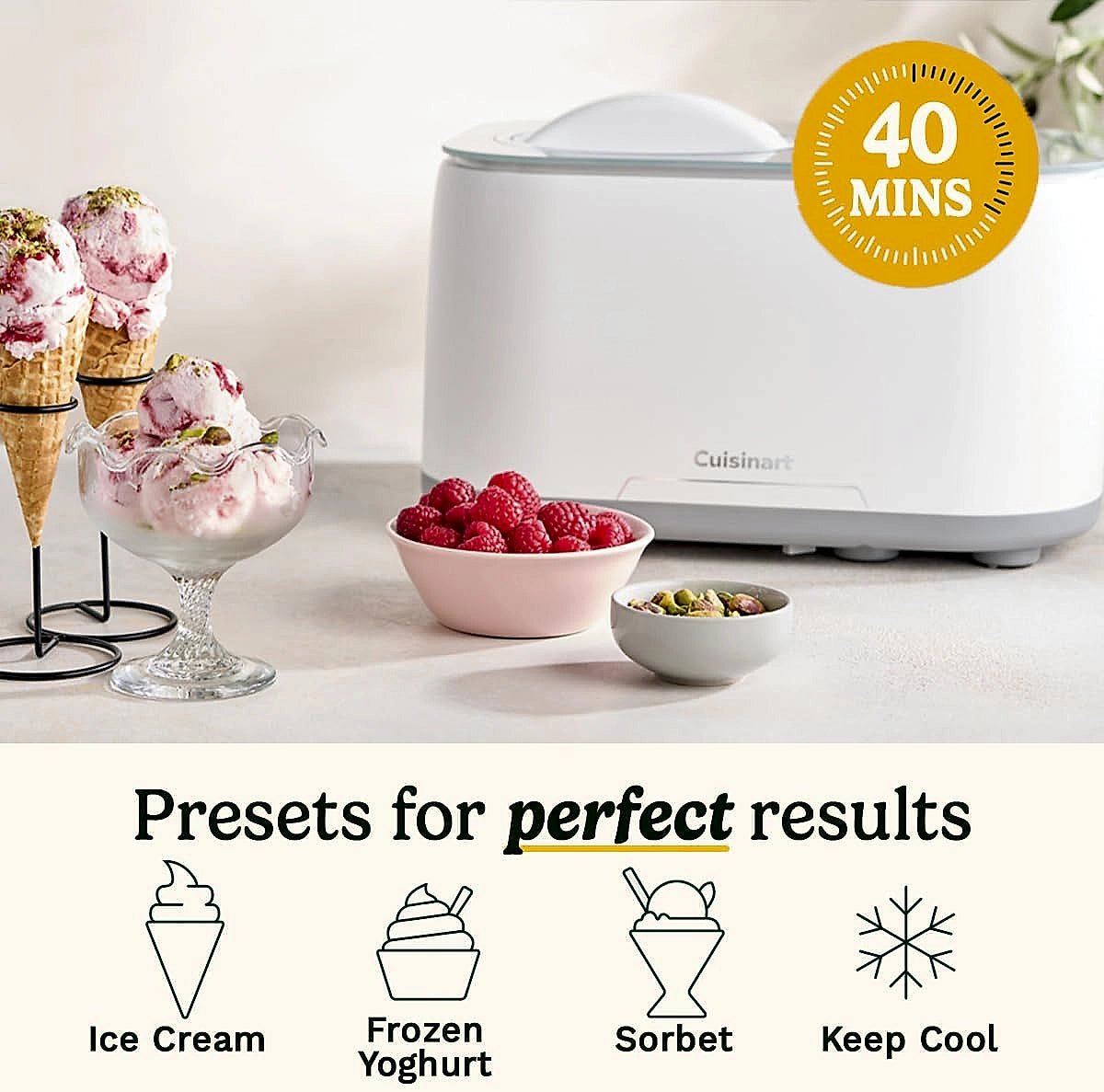 Cuisinart FreezeEase ice cream maker front view