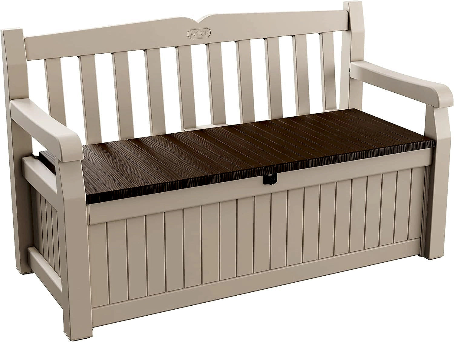 Keter Eden 265L storage bench in wood-look resin