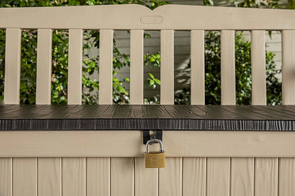 Keter Eden 265L storage bench in wood-look resin