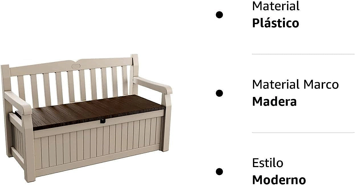Open view of the Keter Eden 265L storage bench showing interior capacity
