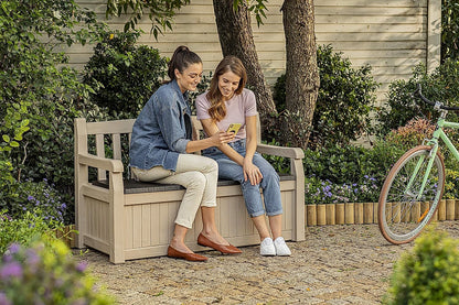 Keter Eden 265L storage bench in wood-look resin