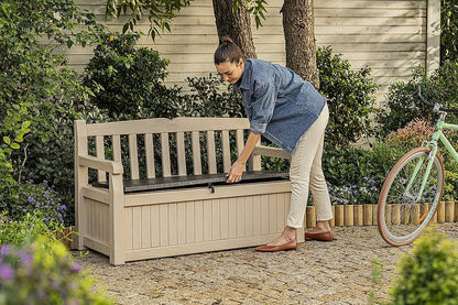Keter Eden 265L storage bench in wood-look resin
