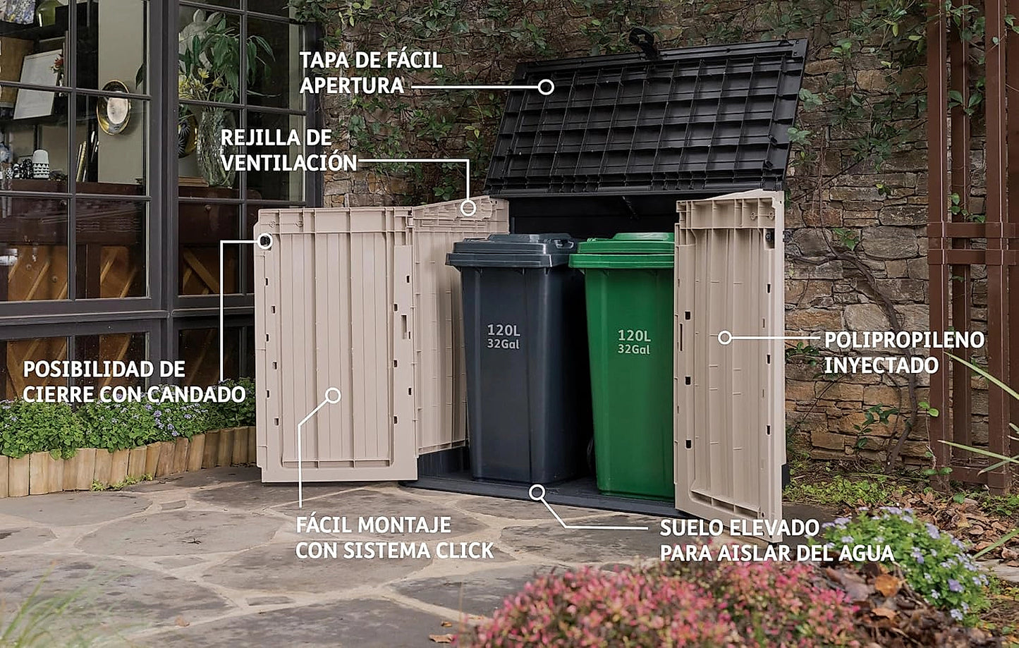 Keter Store-It Out Midi storage shed with closed doors and lid