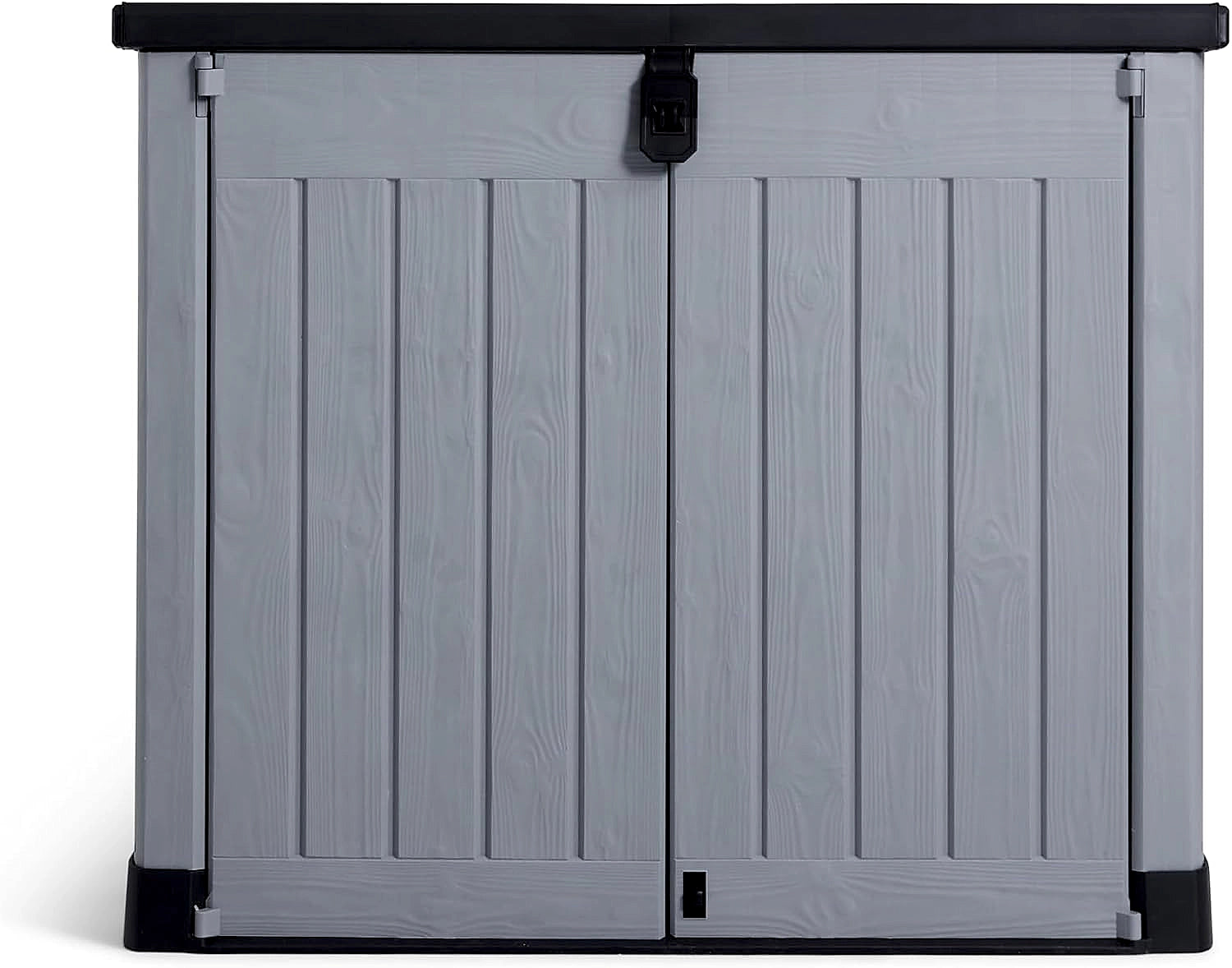 Keter Store It Out Pro storage shed with closed doors and lid
