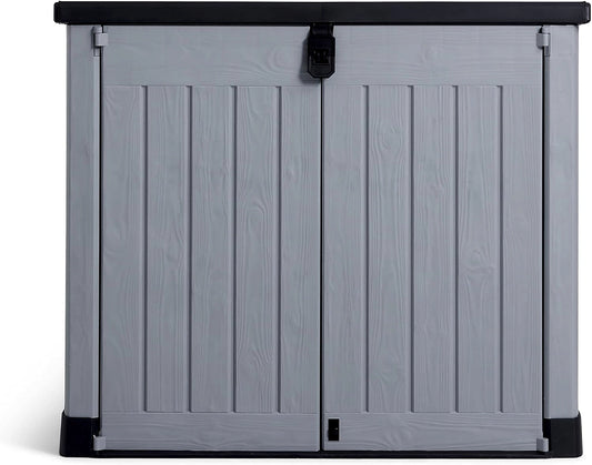 Keter Store It Out Pro storage shed with closed doors and lid