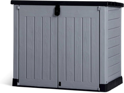 Keter Store It Out Pro storage shed with closed doors and lid