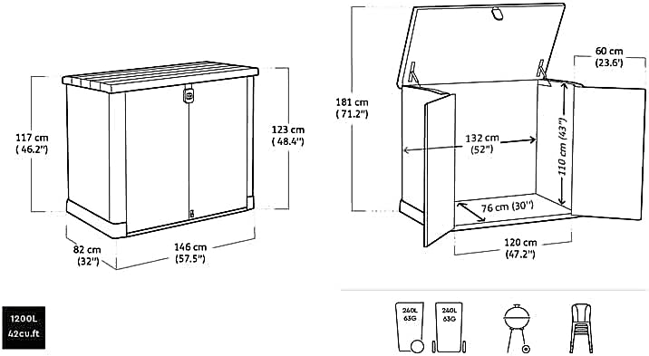 Keter Store It Out Pro storage shed with closed doors and lid