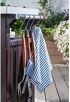Keter Unity XL outdoor BBQ side table with storage cabinet