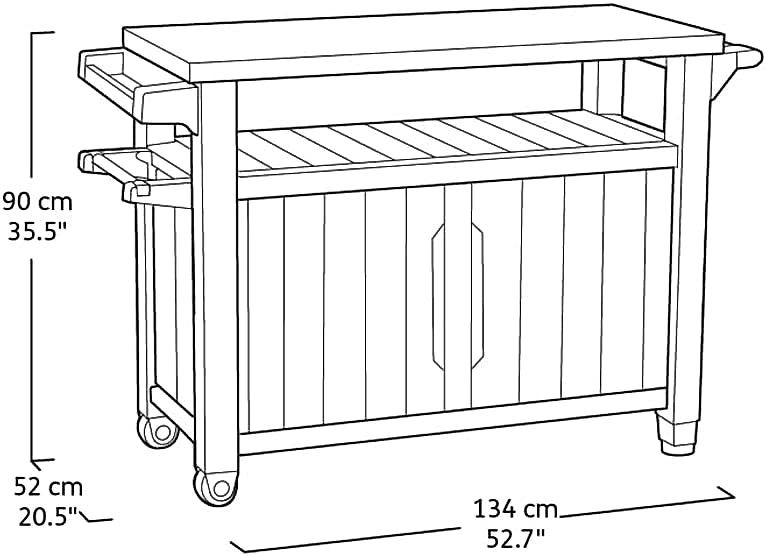 Keter Unity XL outdoor BBQ side table with storage cabinet