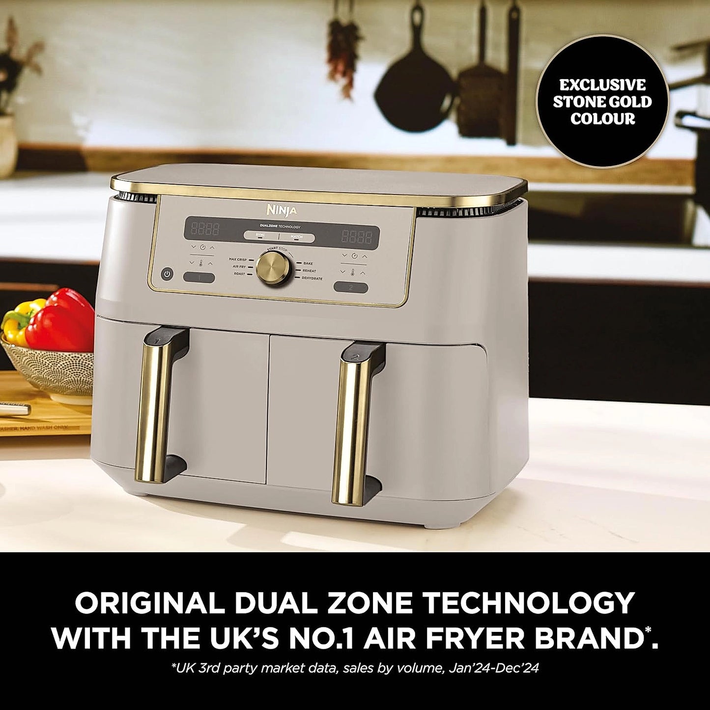 Digital control panel on the Ninja DZ400UKSTGD Dual Zone Air Fryer