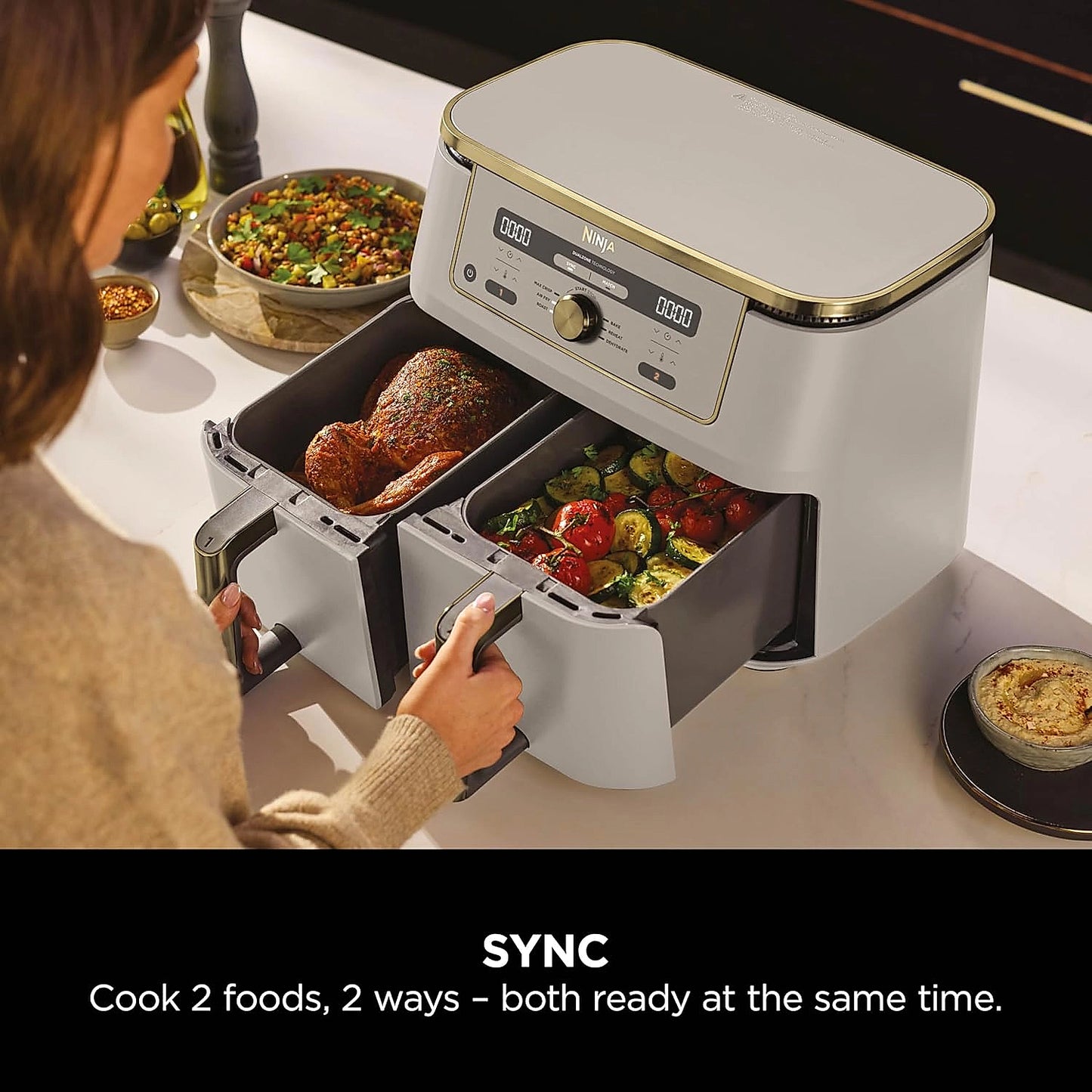 Ninja DZ400UKSTGD Dual Zone Air Fryer front view