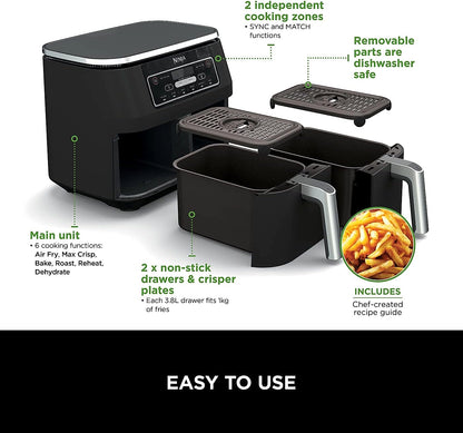 Ninja Foodi AF300UK independent cooking drawers open