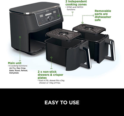 Ninja Foodi MAX AF400UK air fryer digital control panel and cooking functions