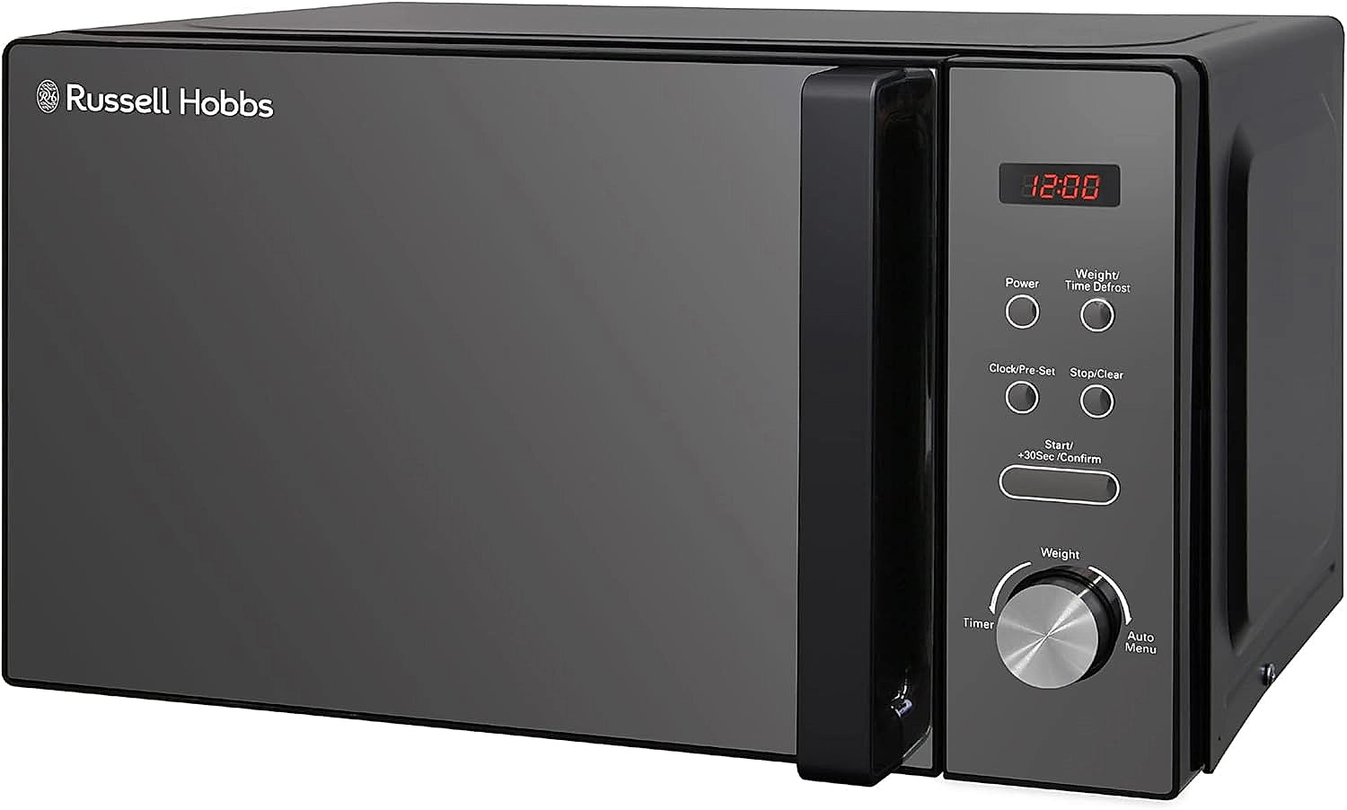 Russell Hobbs RHM2076B microwave in sleek black finish