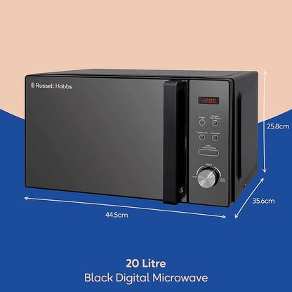 Front view of the Russell Hobbs 20L 800W digital microwave