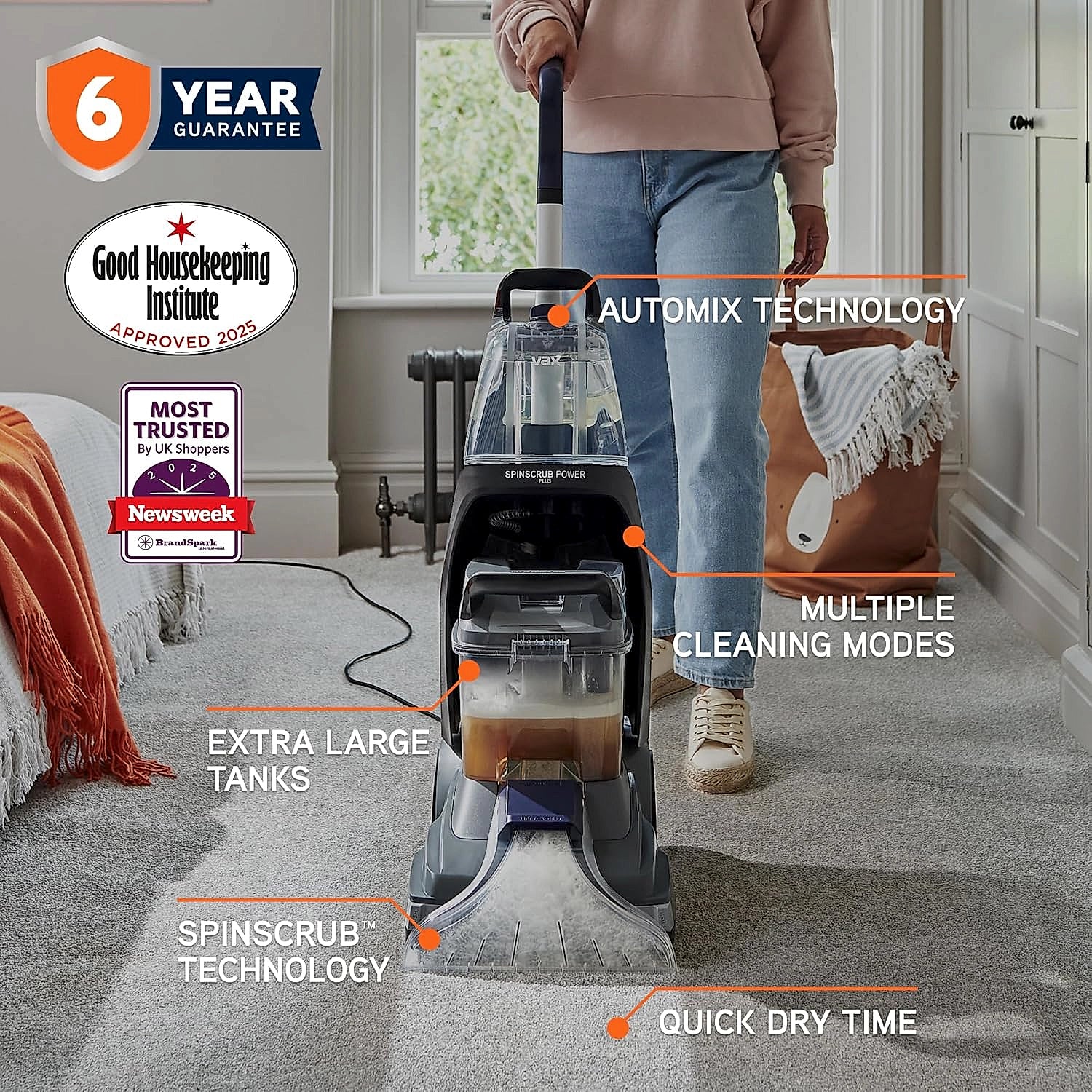 Vax SpinScrub 1200W carpet cleaner upright profile